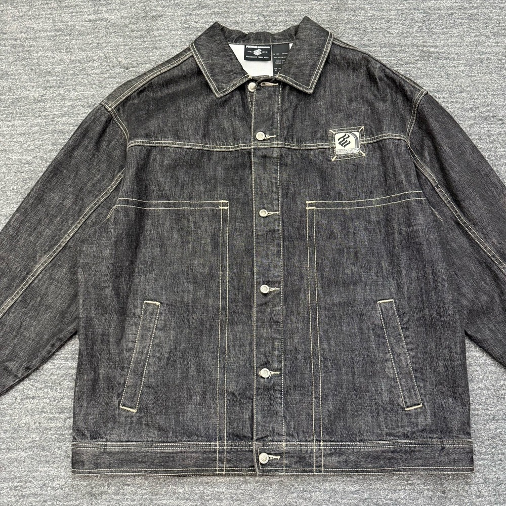 Vintage Rocawear Denim Jacket Men XL Black Jean Y2K Hop Hop Jean Workwear Grunge